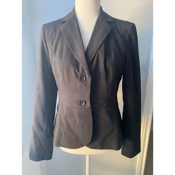 Banana Republic Black Pinstripe Two Button Blazer with Pleating Detail - Size 6 - Picture 1 of 6